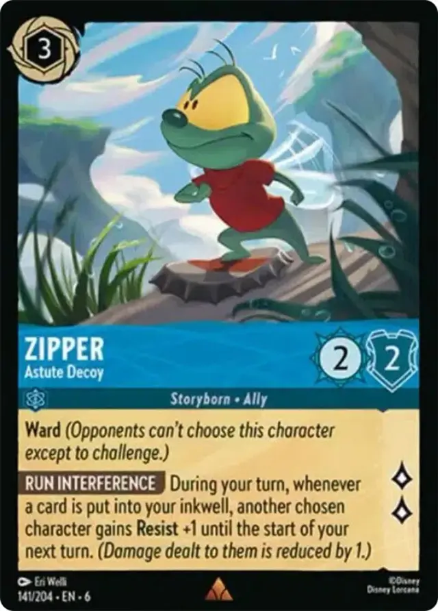 Disney Lorcana: Azurite Sea RARE Zipper - Astute Decoy #141/204