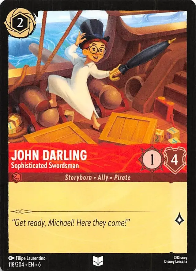 Disney Lorcana: Azurite Sea UNCOMMON John Darling - Sophisticated Swordsman #118/204