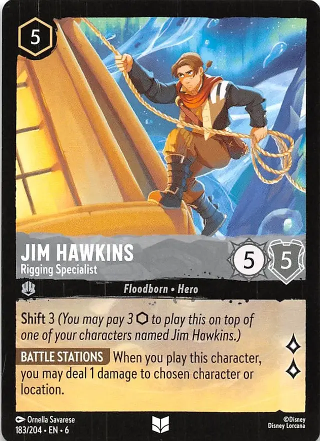 Disney Lorcana: Azurite Sea UNCOMMON Jim Hawkins - Rigging Specialist #183/204