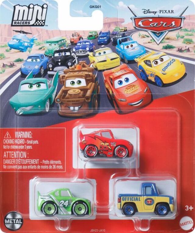Disney Pixar Cars Mini Racers 3 Pack - Lightning McQueen, Brick Yardley and Dexter Hoover