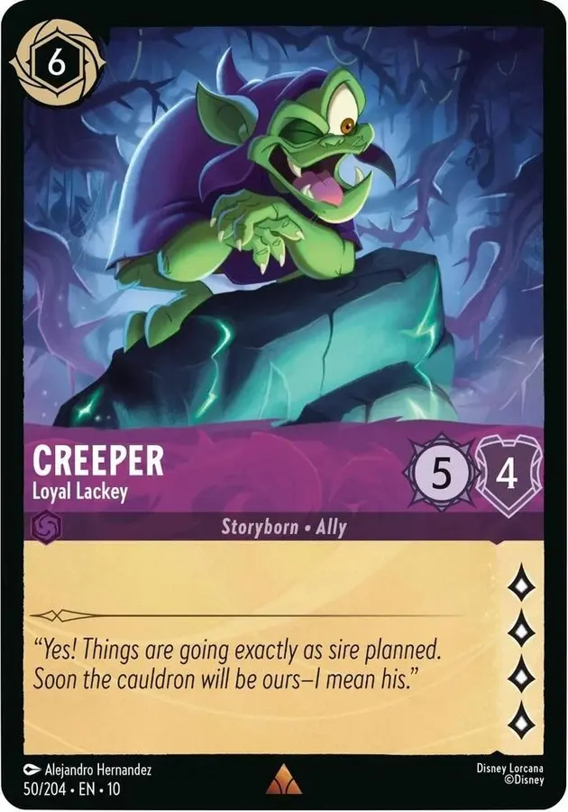 Disney Lorcana: Whispers In The Well RARE Creeper - Loyal Lackey #50/204