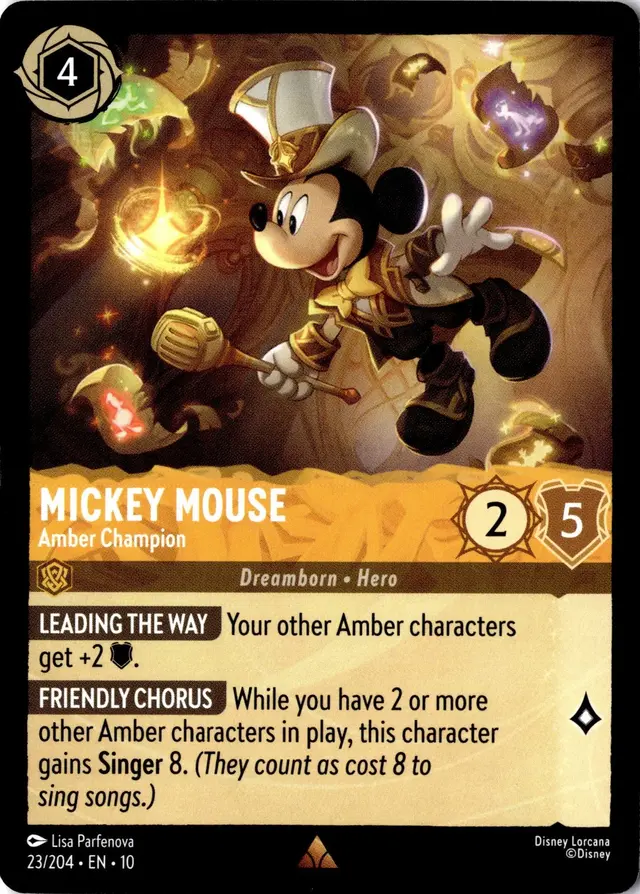 Disney Lorcana: Whispers In The Well RARE Mickey Mouse - Amber Champion #23/204