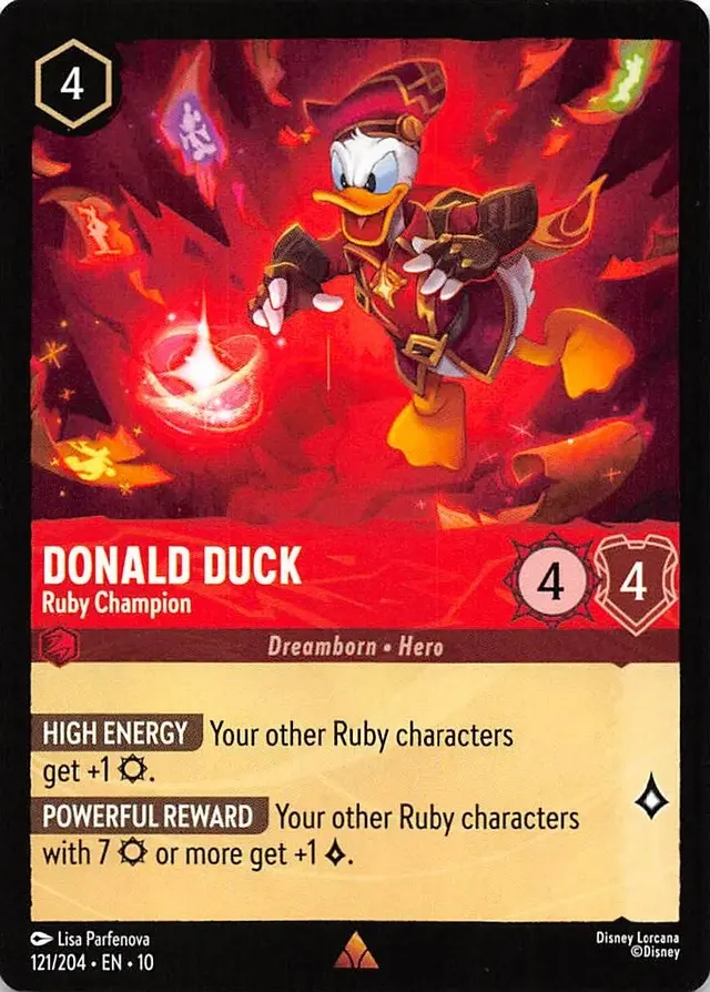Disney Lorcana: Whispers In The Well RARE Donald Duck - Ruby Champion #121/204