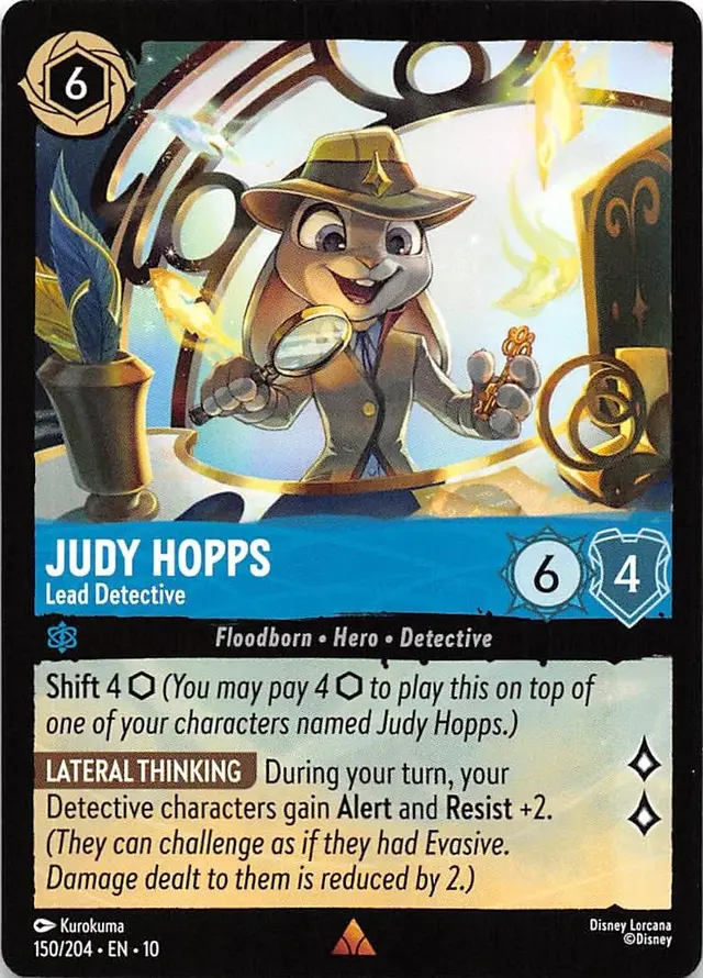 Disney Lorcana: Whispers In The Well RARE Judy Hopps - Lead Detective #150/204