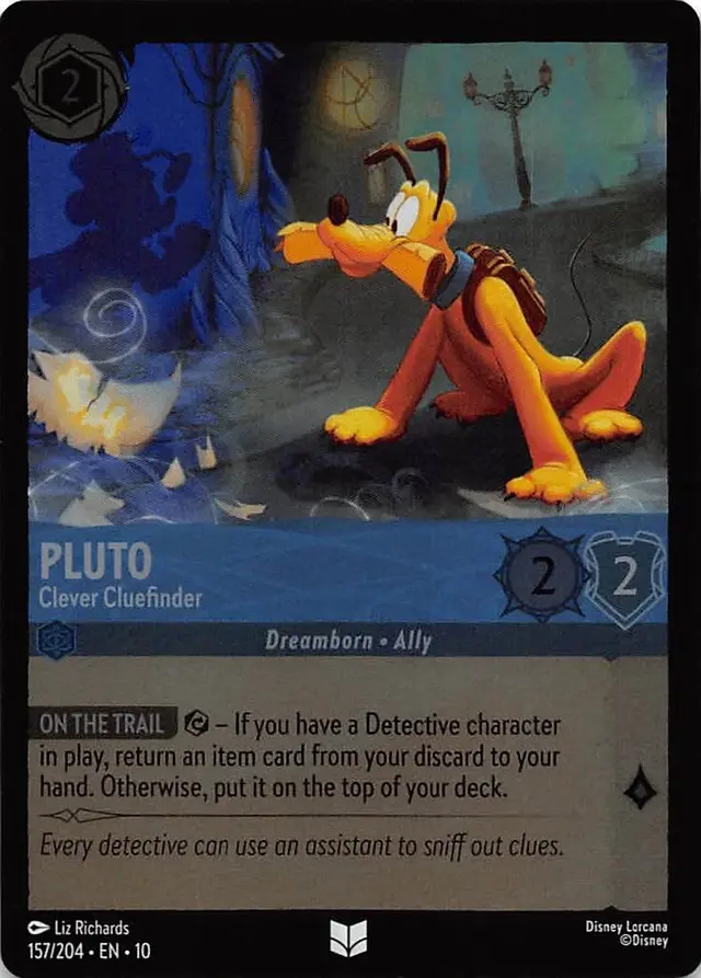 Disney Lorcana: Whispers In The Well UNCOMMON FOIL Pluto - Clever Cluefinder #157/204