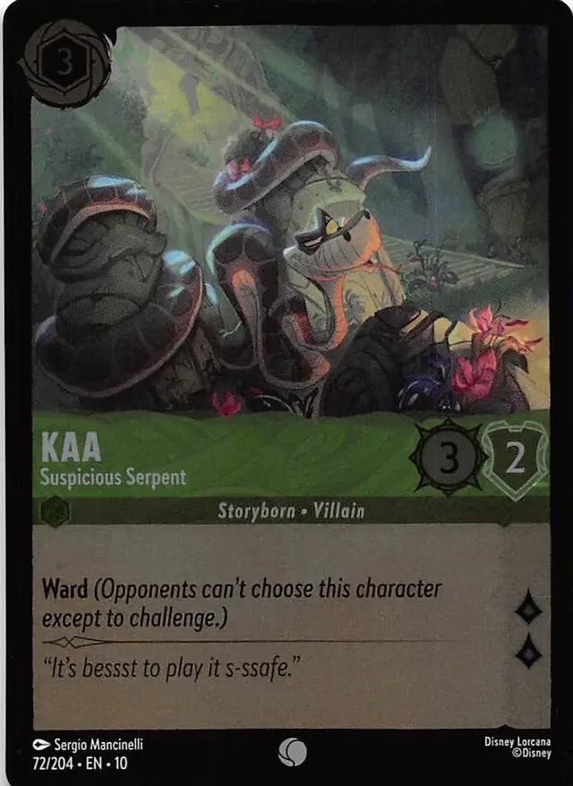 Disney Lorcana: Whispers In The Well COMMON FOIL Kaa - Suspicious Serpent #72/204