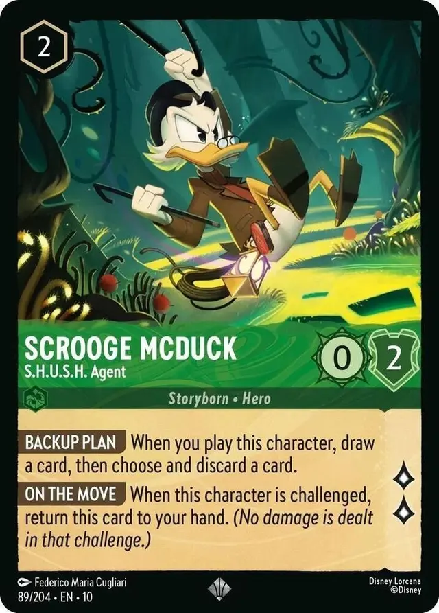 Disney Lorcana: Whispers In The Well SUPER RARE FOIL Scrooge McDuck - S.H.U.S.H Agent #89/204