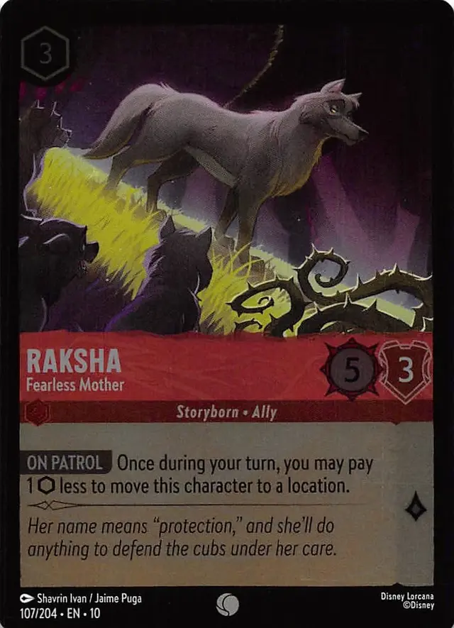 Disney Lorcana: Whispers In The Well COMMON FOIL Raksha - Fearless Mother #107/204