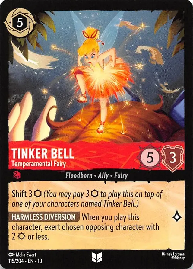 Disney Lorcana: Whispers In The Well UNCOMMON FOIL Tinker Bell - Temperamental Fairy #115/204