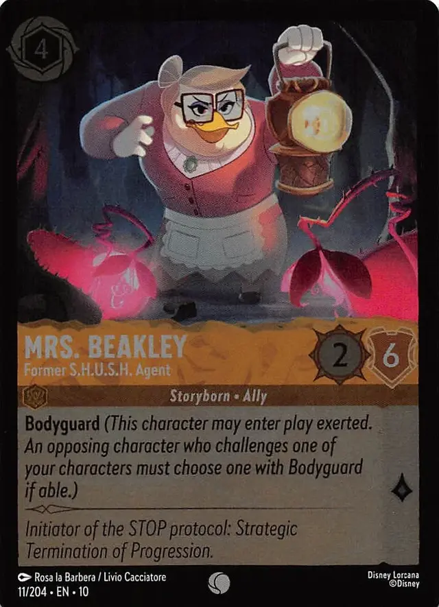 Disney Lorcana: Whispers In The Well COMMON FOIL Mrs Beakley - Former S.H.U.S.H Agent #11/204