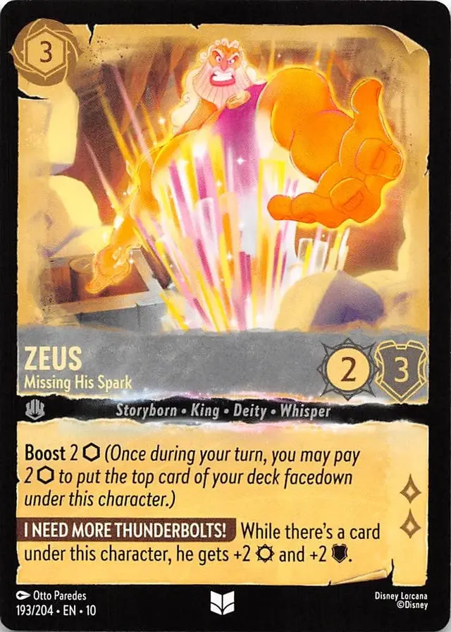 Disney Lorcana: Whispers In The Well UNCOMMON Zeus - Missing His Spark #193/204