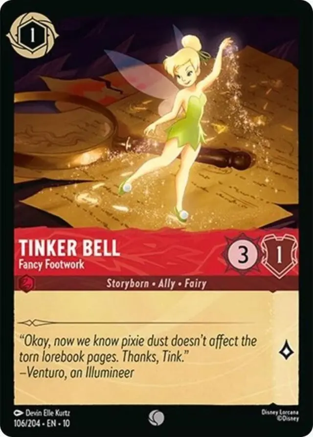 Disney Lorcana: Whispers In The Well COMMON Tinker Bell - Fancy Footwork #106/204