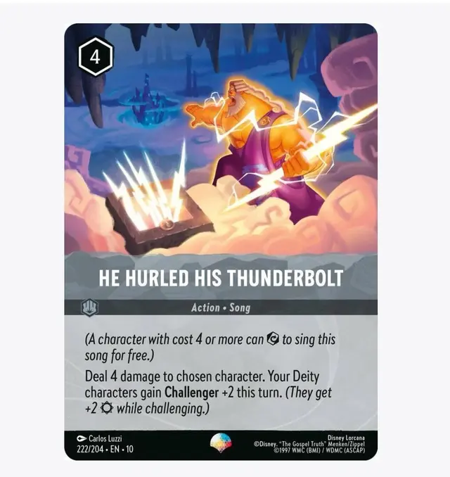 Disney Lorcana: Whispers In The Well EPIC HOLO He Hurled His Thunderbolt #222/204