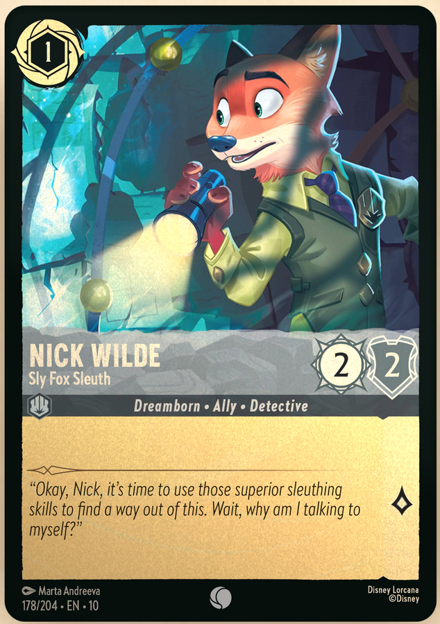Disney Lorcana: Whispers In The Well COMMON FOIL Nick Wilde - Sly Fox Sleuth #178/204