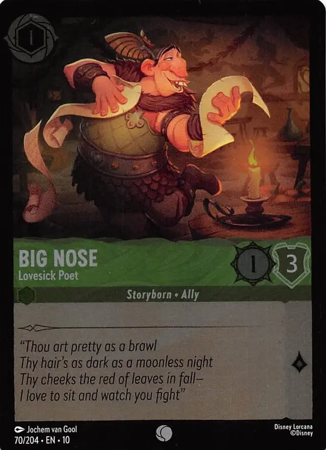 Disney Lorcana: Whispers In The Well COMMON FOIL Big Nose - Lovesick Poet #70/204
