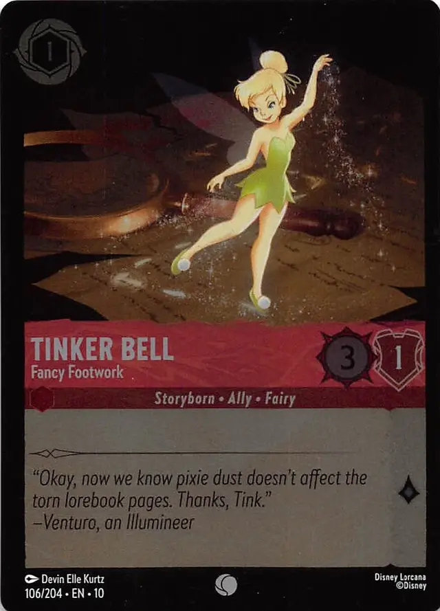 Disney Lorcana: Whispers In The Well COMMON FOIL Tinker Bell - Fancy Footwork #106/204