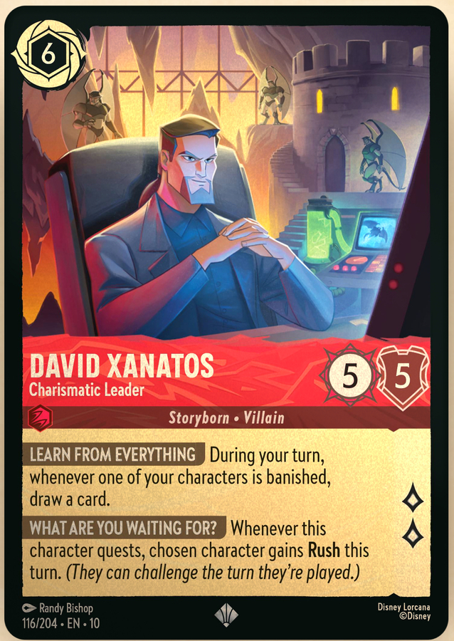 Disney Lorcana: Whispers In The Well SUPER RARE FOIL David Xanatos - Charismatic Leader #116/204