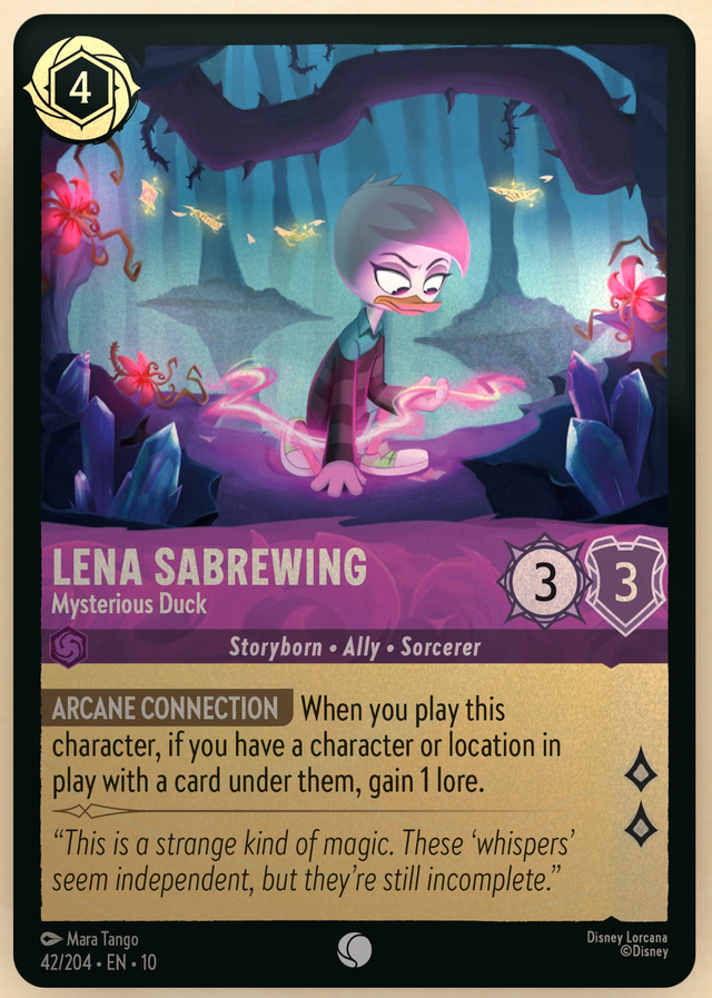 Disney Lorcana: Whispers In The Well COMMON FOIL Lena Sabrewing - Mysterious Duck #42/204