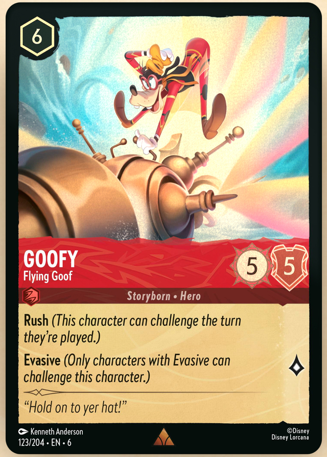 Disney Lorcana: Azurite Sea RARE FOIL Goofy - Flying Goof #123/204