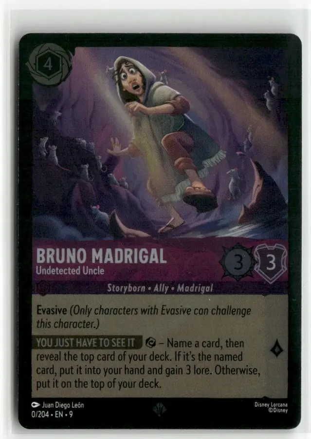 Disney Lorcana: Fabled SUPER RARE FOIL Bruno Madrigal - Undetected Uncle #0/204