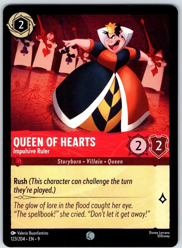 Disney Lorcana: Fabled COMMON FOIL Queen Of Hearts - Impulsive Ruler #123/204