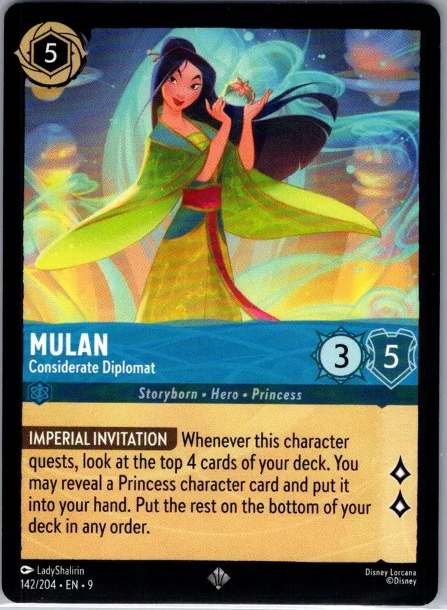 Disney Lorcana: Fabled SUPER RARE Mulan - Considerate Diplomat #142/204
