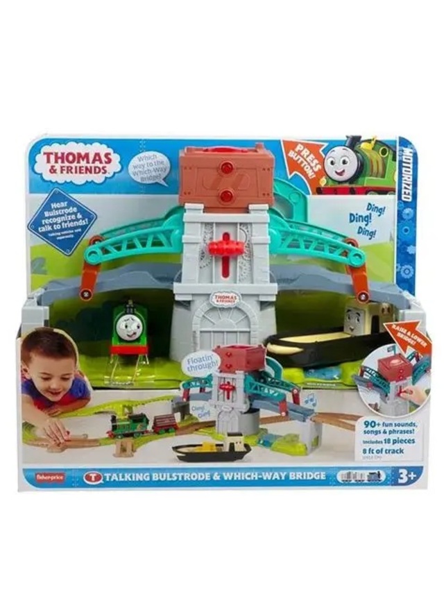 Thomas & Friends Talking Bulstrode & Which-Way Bridge Toy Train Set With Sounds & Percy Engine