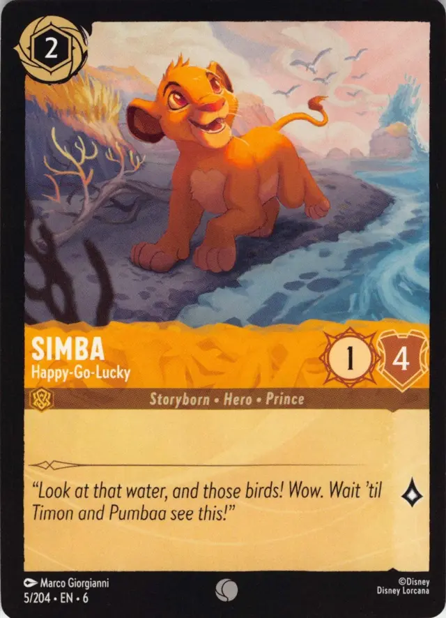 Disney Lorcana: Azurite Sea COMMON Simba - Happy Go Lucky #5/204