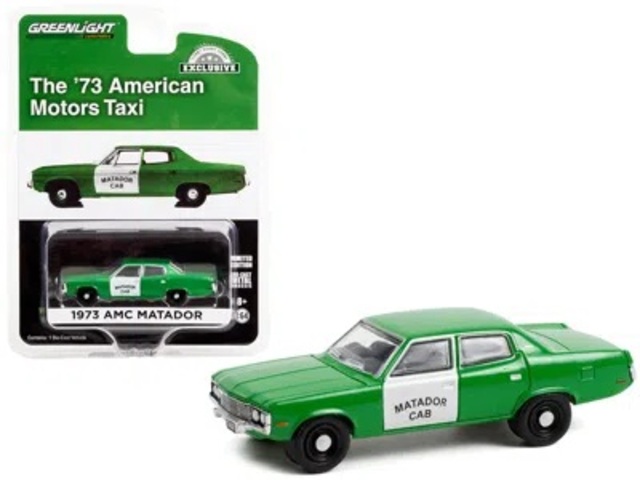 1973 AMC Matador Green and White Taxi 1/64 Greenlight Collectibles