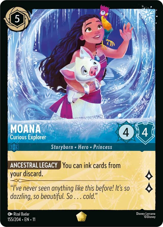 Disney Lorcana: Winterspell LEGENDARY COLD FOIL Moana - Curious Explorer #155/204