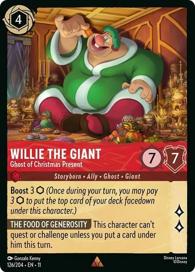 Disney Lorcana: Winterspell RARE FOIL Willie The Giant - Ghost Of Christmas Present #126/204