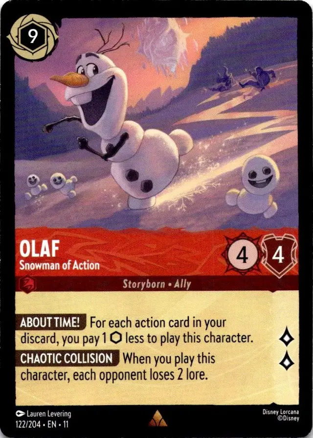 Disney Lorcana: Winterspell RARE FOIL Olaf - Snowman Of Action #122/204