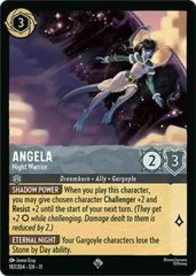 Disney Lorcana: Winterspell SUPER RARE Angela - Night Warrior #187/204
