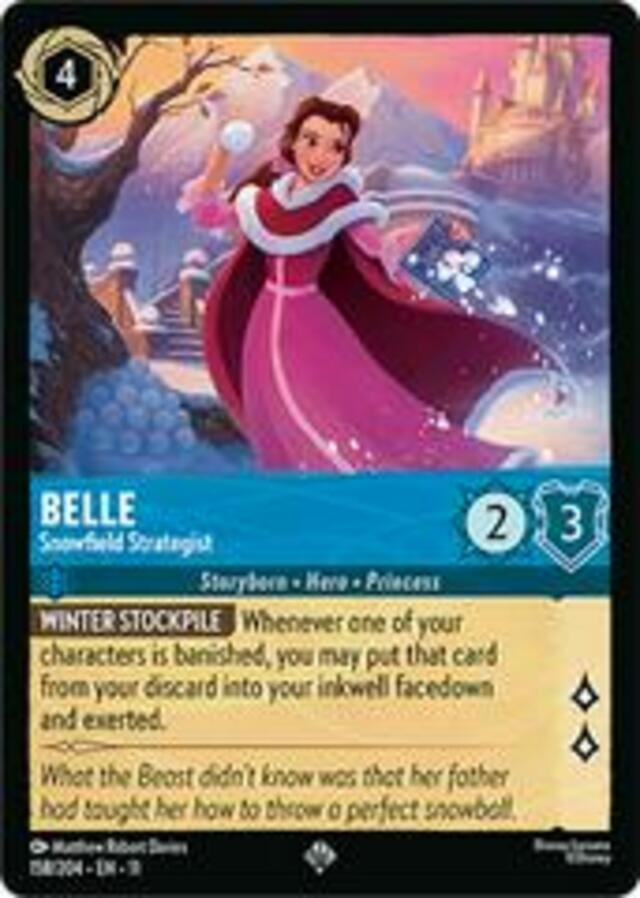 Disney Lorcana: Winterspell SUPER RARE Belle - Snowfield Strategist #158/204