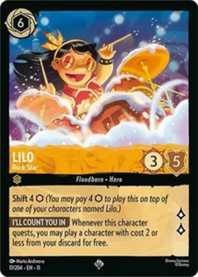 Disney Lorcana: Winterspell SUPER RARE Lilo - Rock Star #17/204