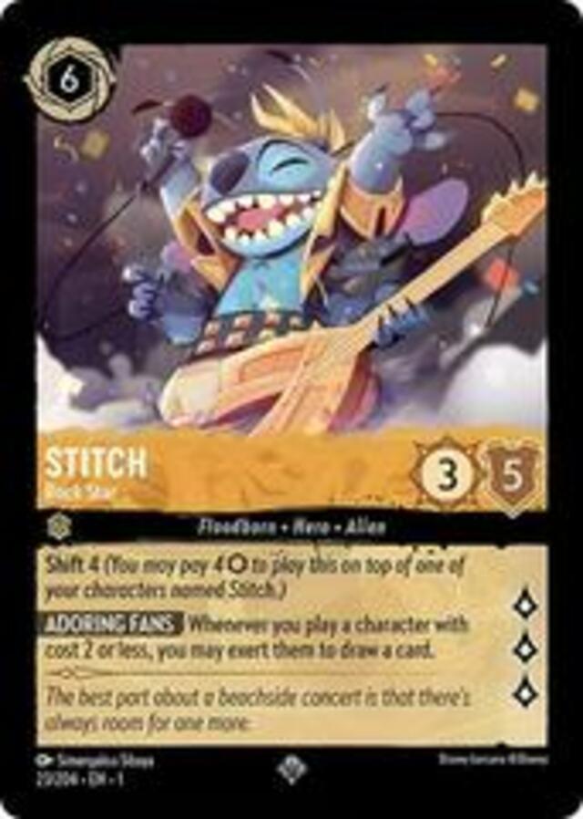 Disney Lorcana: The First Chapter SUPER RARE FOIL Stitch - Rock Star #23/204
