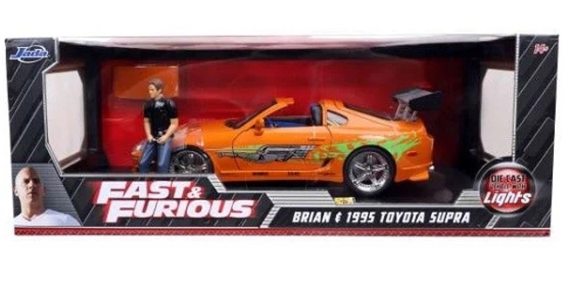 Jada 1995 Toyota Supra w/Brian Figurine and Working Lights - Fast and Furious
