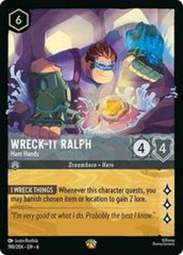 Disney Lorcana: Azurite Sea LEGENDARY FOIL Wreck It Ralph - Ham Hands #190/204