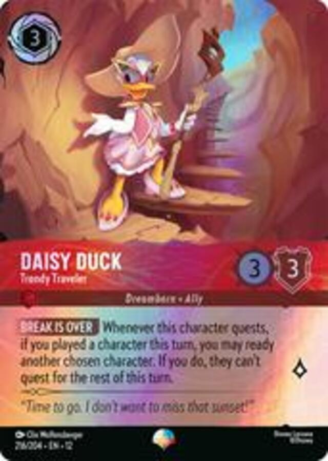 Disney Lorcana: Wilds Unknown EPIC HOLO Daisy Duck - Trendy Traveler #216/204