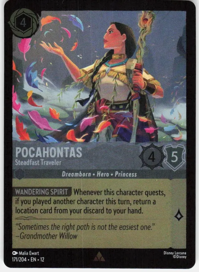 Disney Lorcana: Wilds Unknown RARE FOIL Pocahontas - Steadfast Traveler #171/204