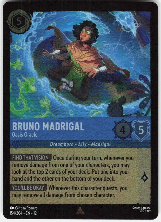 Disney Lorcana: Wilds Unknown RARE FOIL Bruno Madrigal - Oasis Oracle #154/204