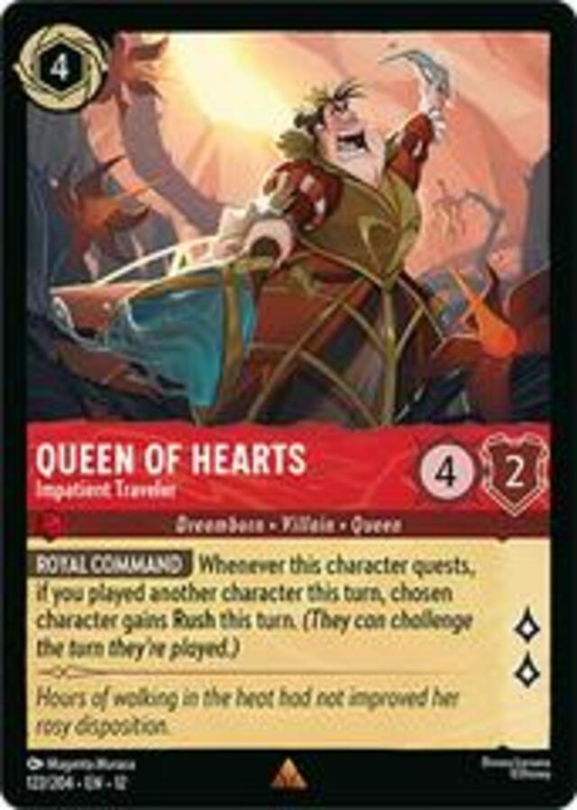 Disney Lorcana: Wilds Unknown RARE FOIL Queen Of Hearts - Impatient Traveler #122/204