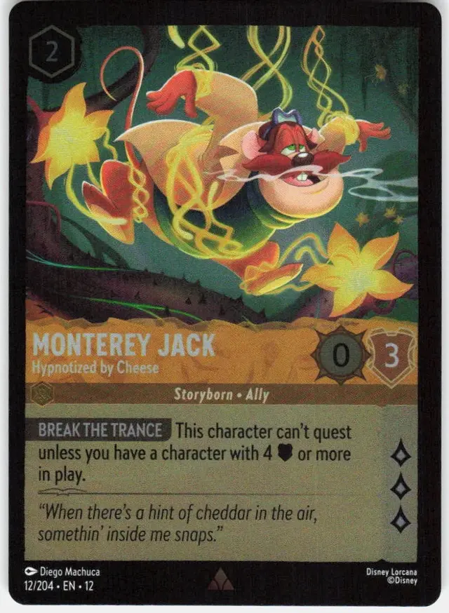 Disney Lorcana: Wilds Unknown RARE FOIL Monterey Jack - Hypnotized By Cheese #12/204