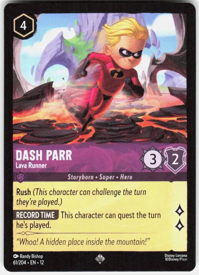 Disney Lorcana: Wilds Unknown SUPER RARE Dash Parr - Lava Runner #61/204