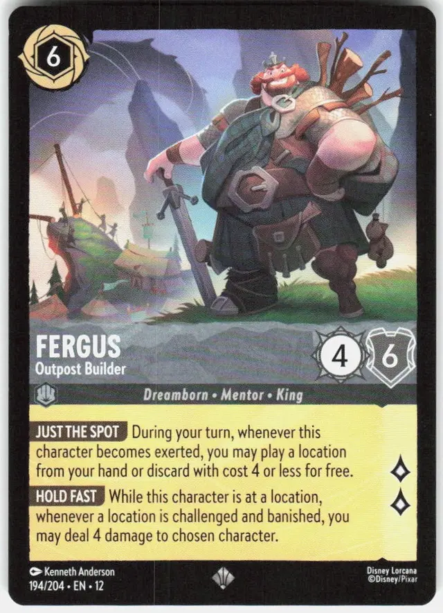 Disney Lorcana: Wilds Unknown SUPER RARE Fergus - Outpost Builder #194/204
