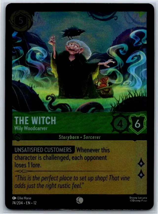 Disney Lorcana: Wilds Unknown COMMON FOIL The Witch - Wily Woodcarver #74/204