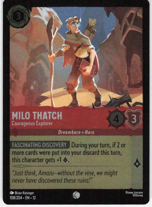 Disney Lorcana: Wilds Unknown COMMON FOIL Milo Thatch - Courageous Explorer #108/204