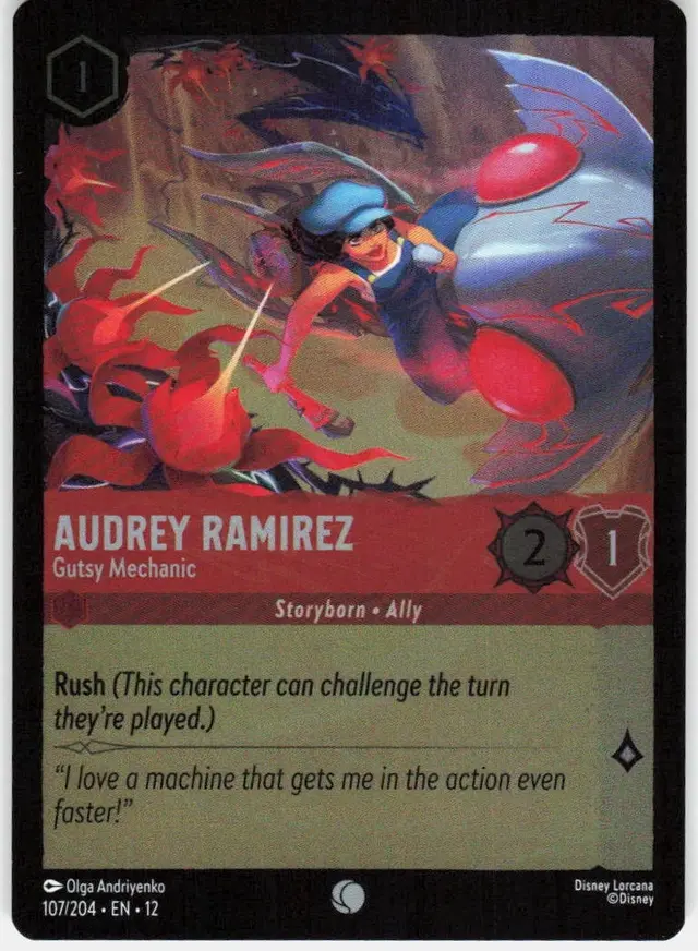 Disney Lorcana: Wilds Unknown COMMON FOIL Audrey Ramirez - Gutsy Mechanic #107/204