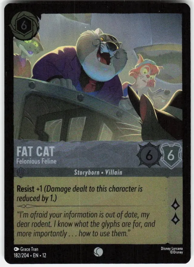 Disney Lorcana: Wilds Unknown COMMON FOIL Fat Cat - Felonious Feline #182/204