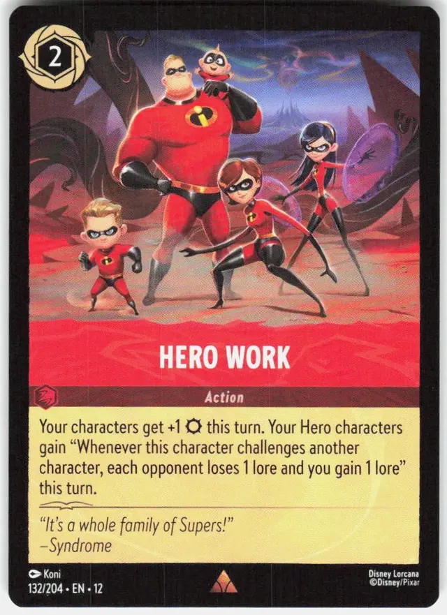 Disney Lorcana: Wilds Unknown RARE Hero Work #132/204